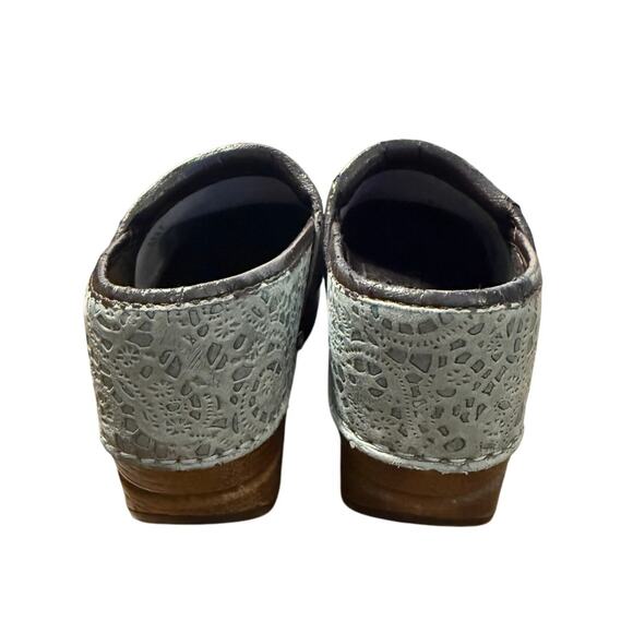 Dansko 7.5/8 XP Professional Tooled Leather Clog Slip On Lace Slip Proof Blue 38 - Picture 5 of 8